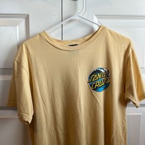 Santa Cruz wave shirt. Worn. Yellow.